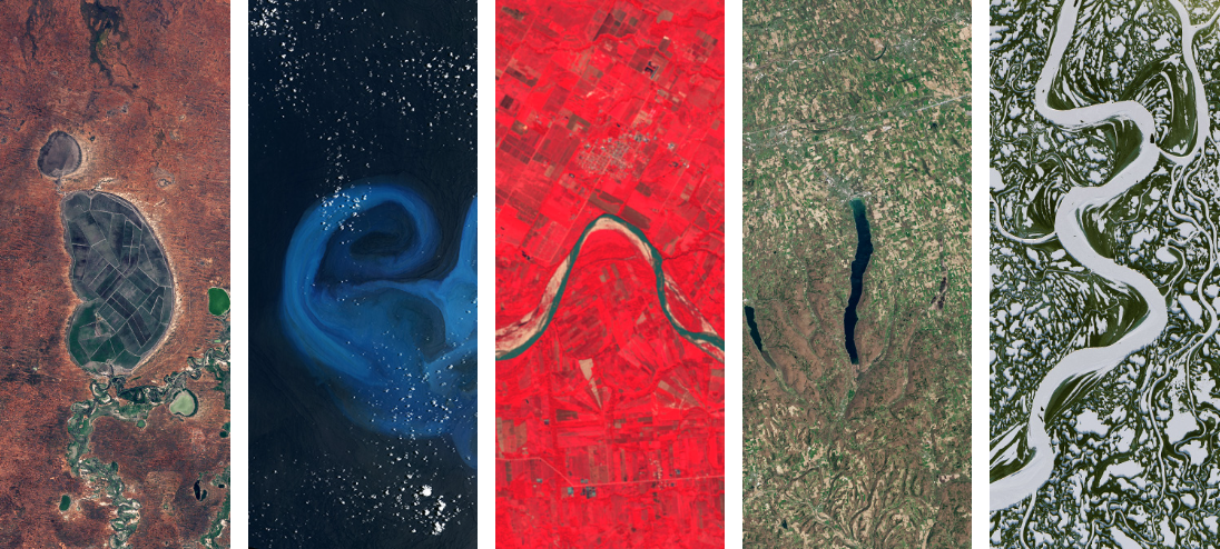 A NASA Landsat satellite image of the name Denis written across a landscape